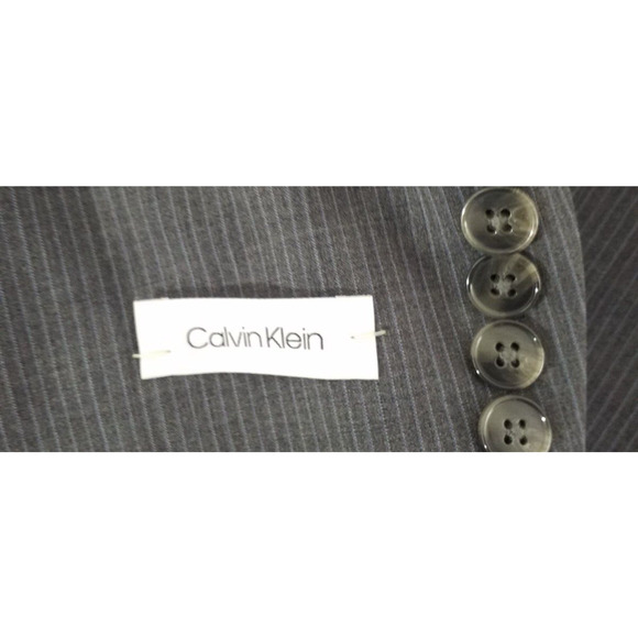 NWT Calvin Klein Gray Suit Jacket Wool Blend 40L Single-Breasted - Picture 4 of 5